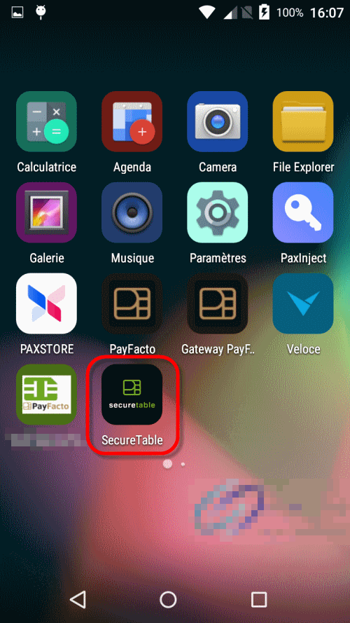 Écran d'accueil - Application installée Écran d'accueil - Application installée